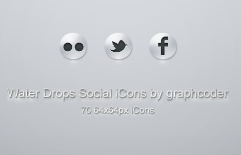 70 water drops social icons - PSD